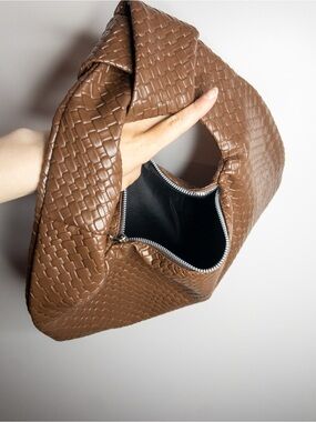 SHEIN Woven Hobo Shoulder Bag - Brown